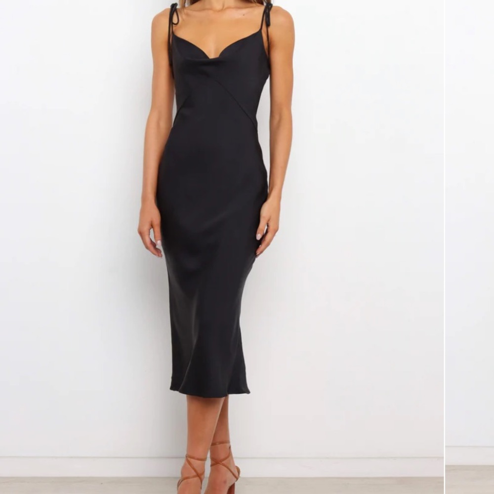 NWT Petal & Pup Dreamland Dress - Black Satin Midi Slip - Picture 4 of 6